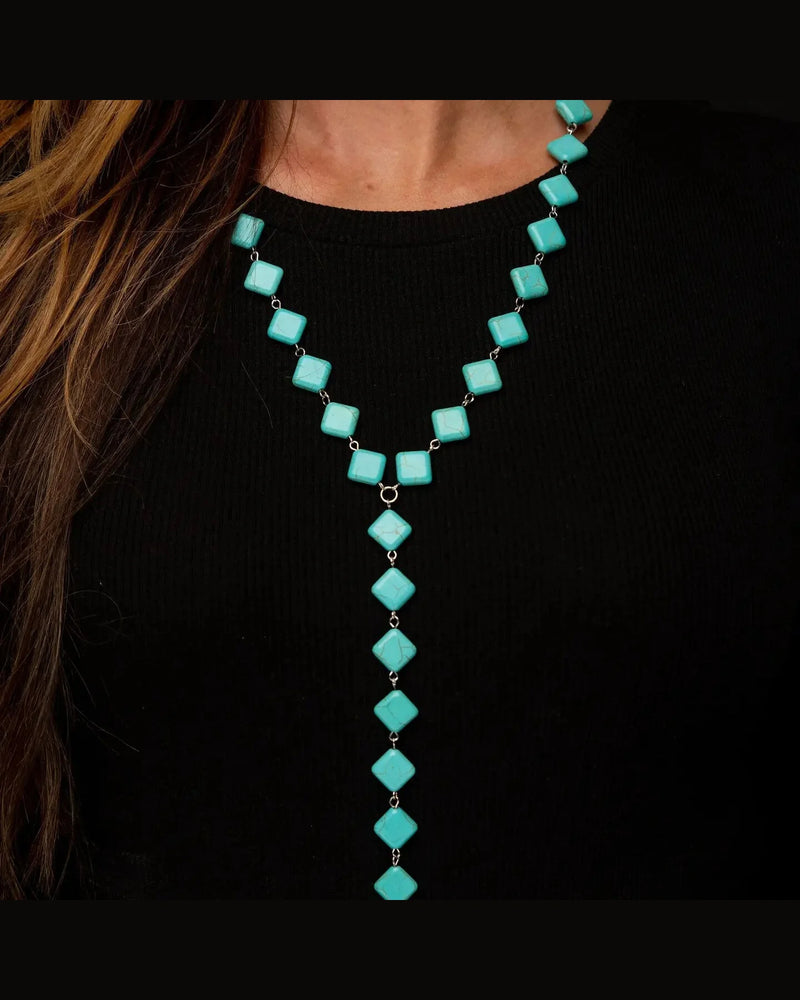 Turquoise Diamond V Necklace-Necklaces-West & Co-cmglovesyou