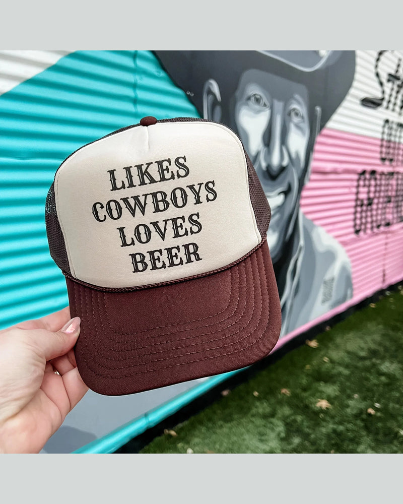 Likes Cowboys Loves Beer Trucker Cap-hat-Turquoise and Tequila-cmglovesyou