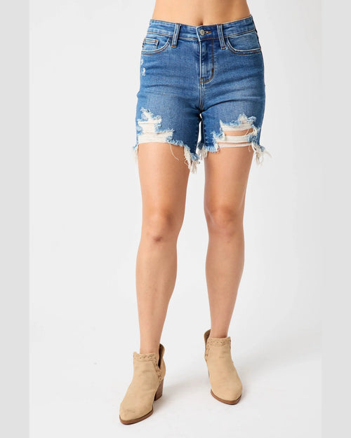 Mid Rise Destroy Fray Shorts-shorts-Judy Blue-Small-cmglovesyou