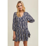 Ikat Mini Dress-Dresses-Very J-Navy/Shell-Small-cmglovesyou