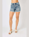 High Waist Button Fly Destroy Hi-Lo Hem Shorts-shorts-Judy Blue-Small-cmglovesyou