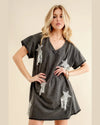 Star Studded Fringe Shirt Dress-Dresses-Blue B-Small-Black-cmglovesyou