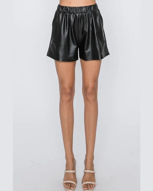 Faux Leather Shorts-shorts-Cezanne-Small-Black-cmglovesyou