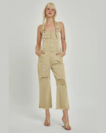 High Rise Distressed Straight Overalls-overalls-Risen Jeans-Small-Sand-cmglovesyou