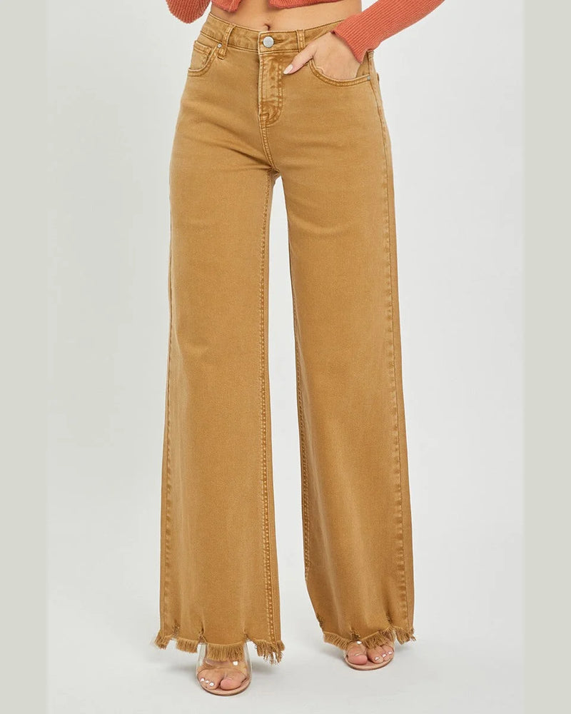 High Rise Wide Pants-Pants-Risen Jeans-3-Mocha-cmglovesyou