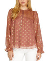 Gold Dot Chiffon Blouse-Shirts & Tops-She+Sky-Small-Lt. Cinnamon-cmglovesyou