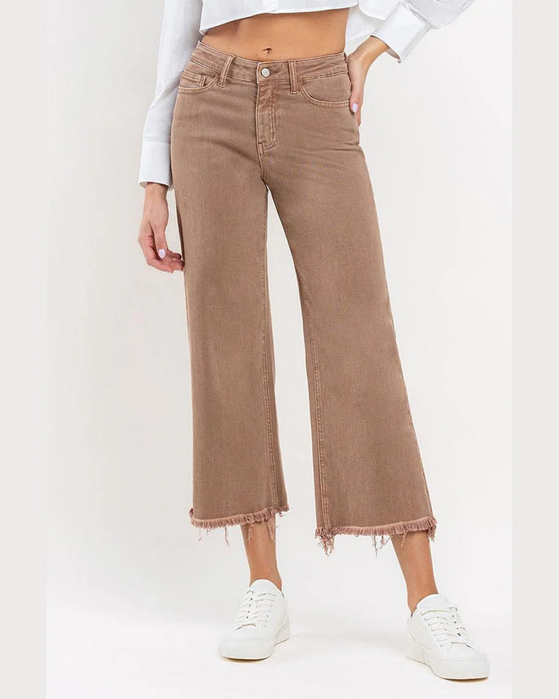 High Rise Crop Wide Leg Jeans-Pants-Vervet-25-Chocolate Malt-cmglovesyou