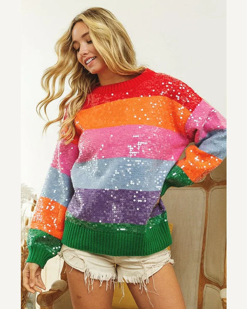 Sequin Rainbow Sweater-sweater-BiBi-Small-cmglovesyou