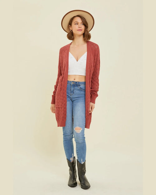 Soft Open-Front Sweater Cardigan-Cardigans-Heyson-Small-Wine-cmglovesyou