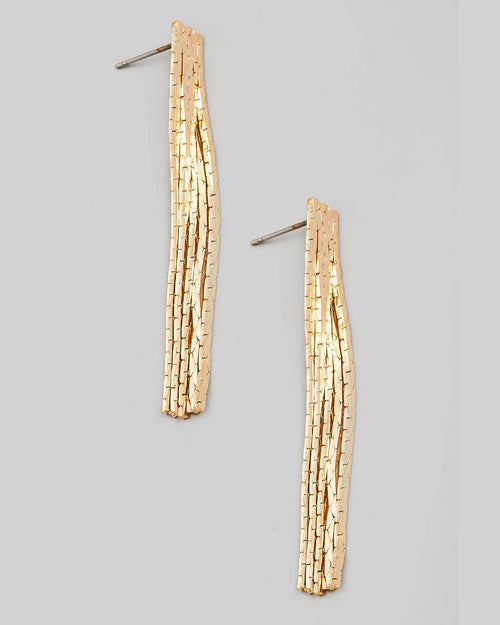 Metallic Chain Fringe Drop Earrings-Earrings-What's Hot Jewelry-cmglovesyou