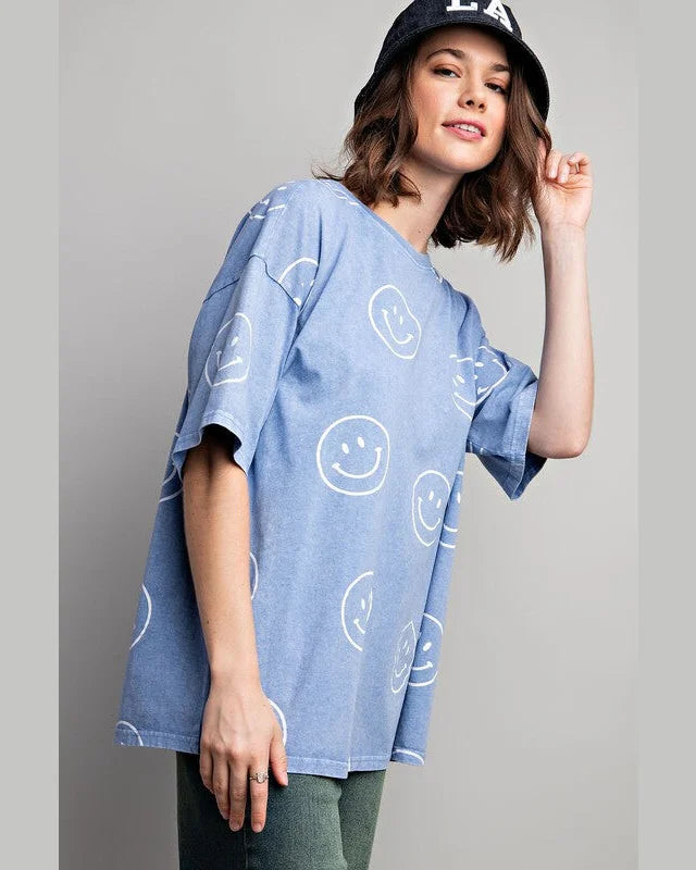 Smiley Face Top-Shirts & Tops-Easel-Small-Peri Blue-cmglovesyou