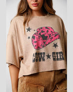 Cowgirl Acid Wash Crop Tee-Tops-Fantastic Fawn-Small-Camel-cmglovesyou