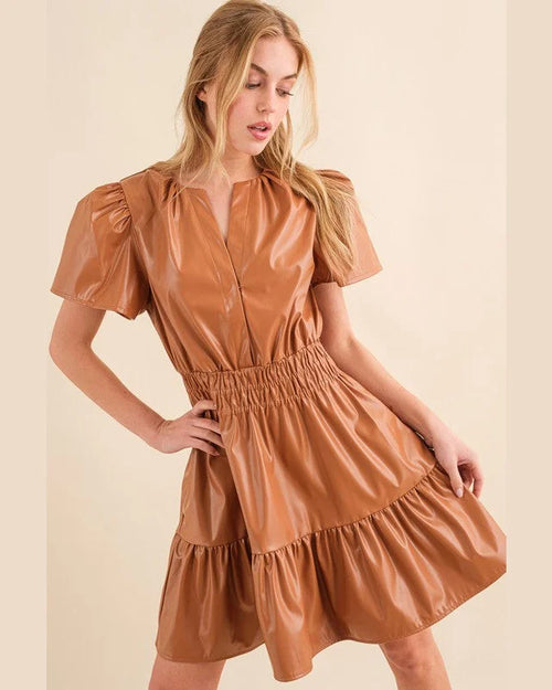 Faux Leather Dress-Dresses-and the why-Small-Brown-cmglovesyou