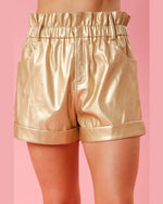 Faux Leather Paper Bag Shorts-shorts-Fantastic Fawn-Small-Gold-cmglovesyou