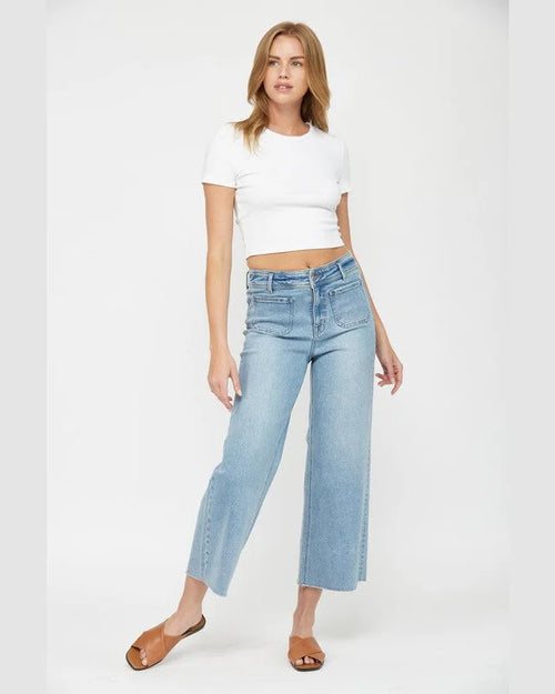 Cropped Front Pocket Jeans-Jeans-MICA Denim-24-LT Wash-cmglovesyou