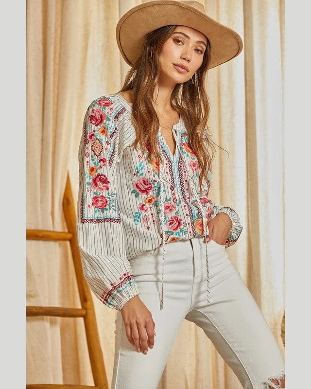 Floral Embroidered Top-Shirts & Tops-Andree by Unit-Small-cmglovesyou