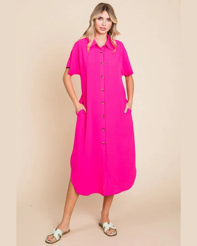 Solid Midi Dress-Dresses-Jodifl-Small-Hot Pink-cmglovesyou