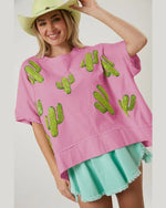 Cactus Sequins Top-Shirts & Tops-Peach Love California-Small-Magenta-cmglovesyou