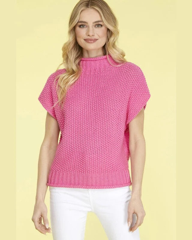 Sleeveless Mock Neck Knit Sweater-Tops-She + Sky-Small-Pink-cmglovesyou