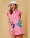 Sequin Guitar Shirt Dress-Dresses-Peach Love California-Small-Hot Pink-cmglovesyou