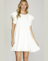 Pleated Ruffle Sleeve Tiered Dress-Dresses-She + Sky-Small-Off White-cmglovesyou