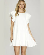 Pleated Ruffle Sleeve Tiered Dress-Dresses-She + Sky-Small-Off White-cmglovesyou