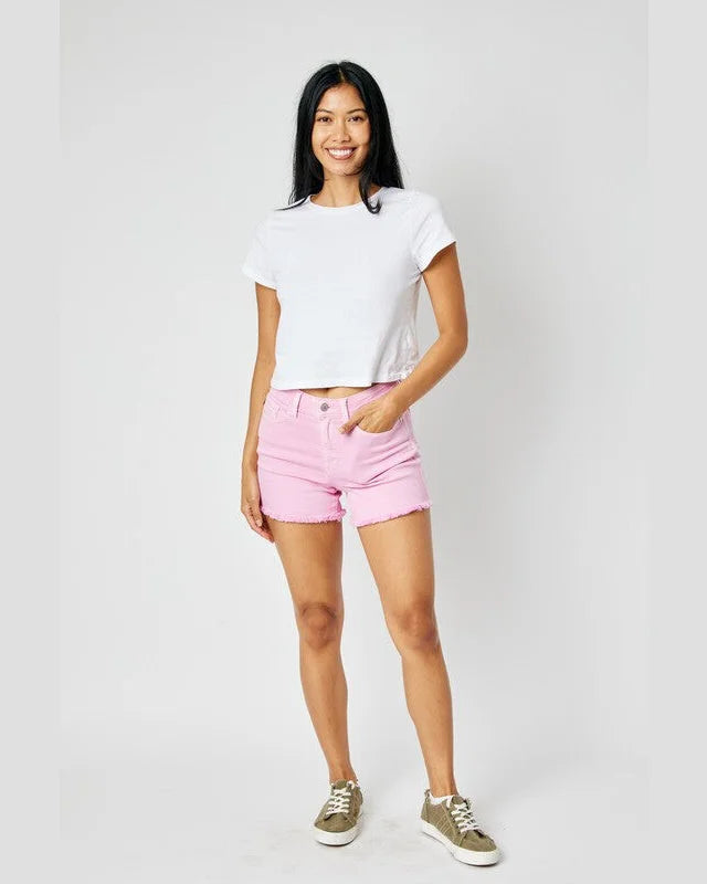 Mid-Rise Dyed Fray Hem Shorts-bottoms-Judy Blue-Small-cmglovesyou