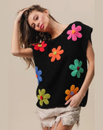 Crochet Flower Top-Shirts & Tops-BiBi-Black-Small-cmglovesyou