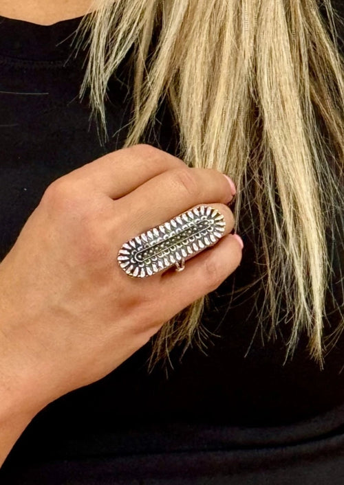 Elongated Silver Cluster Ring-Rings-West & Co-cmglovesyou