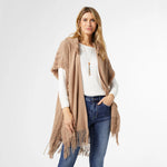 Frayed Hooded Ruana-Ruana-tgbBRANDS:Coco+Carmen,Whispers-Taupe-XS-cmglovesyou