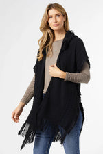 Frayed Hooded Ruana-Ruana-tgbBRANDS:Coco+Carmen,Whispers-Black-XS-cmglovesyou