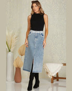 Denim Midi Skirt-Skirts-She + Sky-Small-Light Denim-cmglovesyou