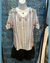 Floral Embroidered Top-Shirts & Tops-Andree by Unit-Small-Ivory Blue-cmglovesyou