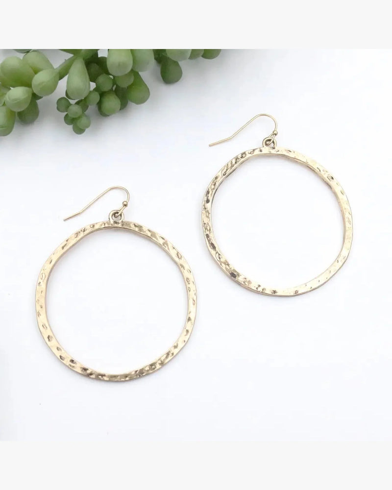 Burnished Open Circle Earring-Earrings-West & Co-Gold-cmglovesyou