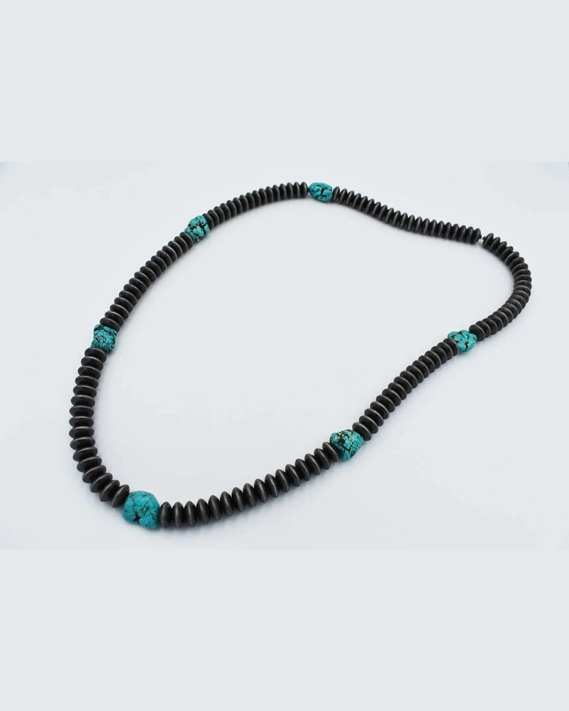 Turquoise and Silver Disc Necklace-Necklaces-Jennifer Ponson-cmglovesyou