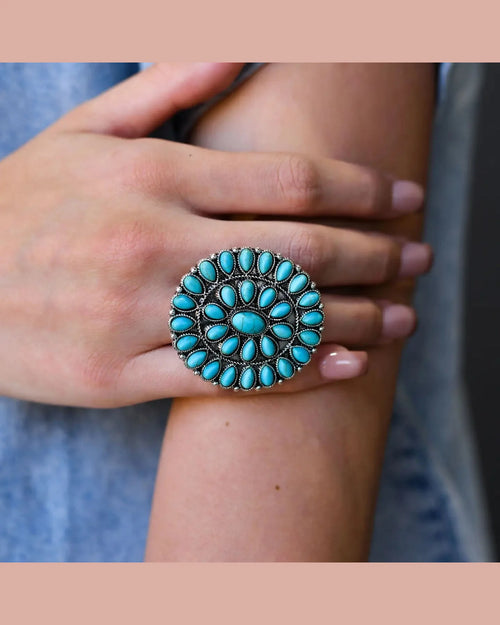 Turquoise Cluster Ring-Rings-West & Co-cmglovesyou