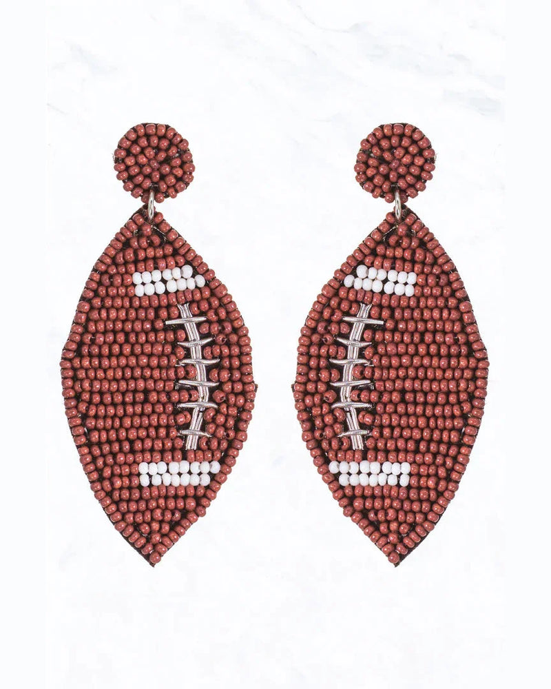 Football Seed Bead Earrings-Earrings-Suzie Q USA-cmglovesyou