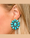 Flower Cluster Turquoise Post Earrings-Earrings-West & Co-cmglovesyou