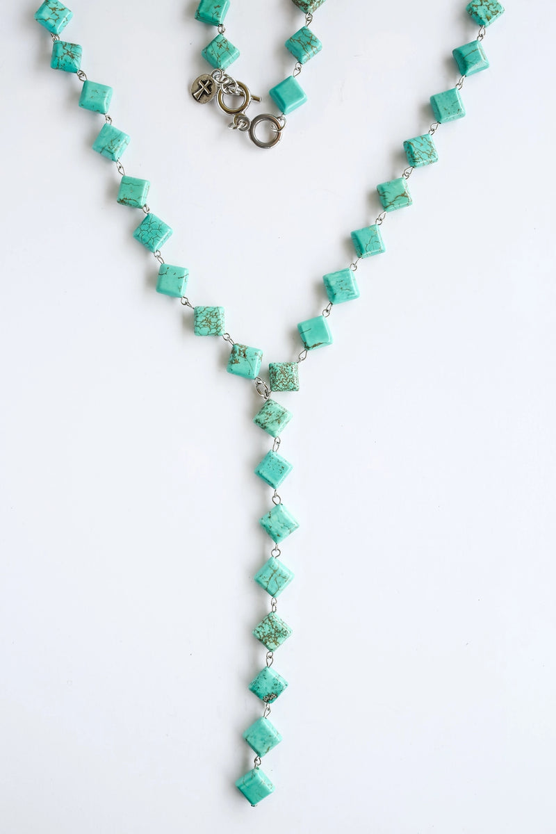 Turquoise Diamond V Necklace-Necklaces-West & Co-cmglovesyou