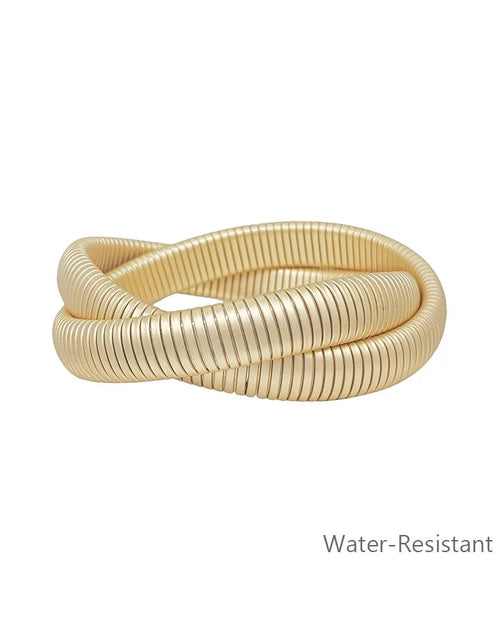 Matte Gold Twisted Stretch Bracelet-Bracelets-What's Hot Jewelry-Thick2Strands-cmglovesyou