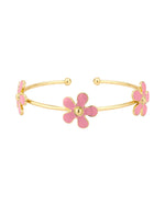 Gold Cuff Flower Bracelet-Bracelets-What's Hot Jewelry-Pink-cmglovesyou