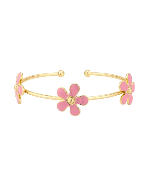 Gold Cuff Flower Bracelet-Bracelets-What's Hot Jewelry-Pink-cmglovesyou