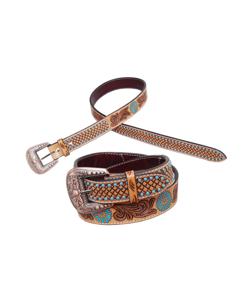 Painted Zuni Tooled Belt-belts-Rafter T Ranch Company-SM-32"-cmglovesyou