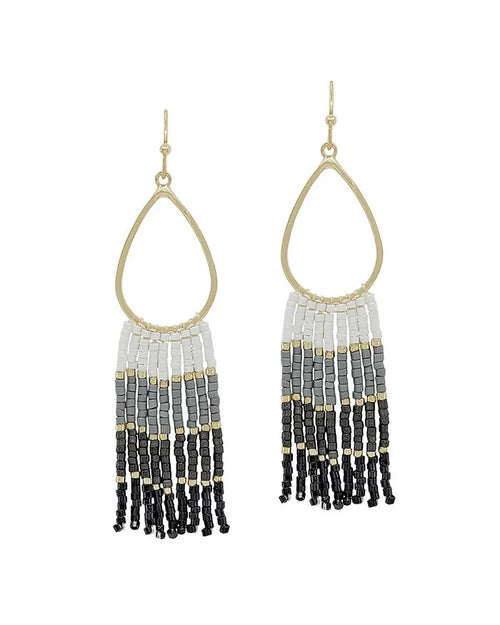 Ombre Seed Bead Earrings-Earrings-What's Hot Jewelry-Grey&Black-cmglovesyou