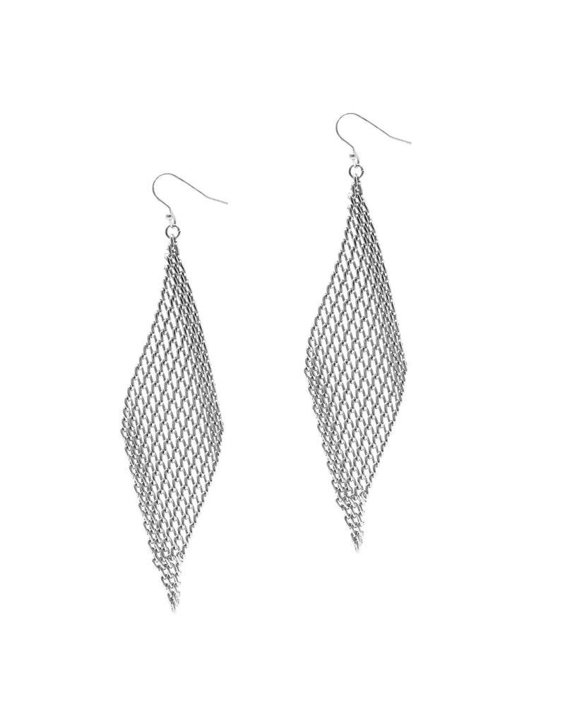 Mesh Diamond Shape Earrings-Earrings-What's Hot Jewelry-Silver-cmglovesyou