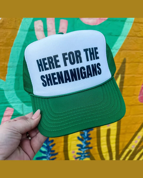 Here For The Shenanigans Trucker Cap-Hats-Turquoise and Tequila-cmglovesyou