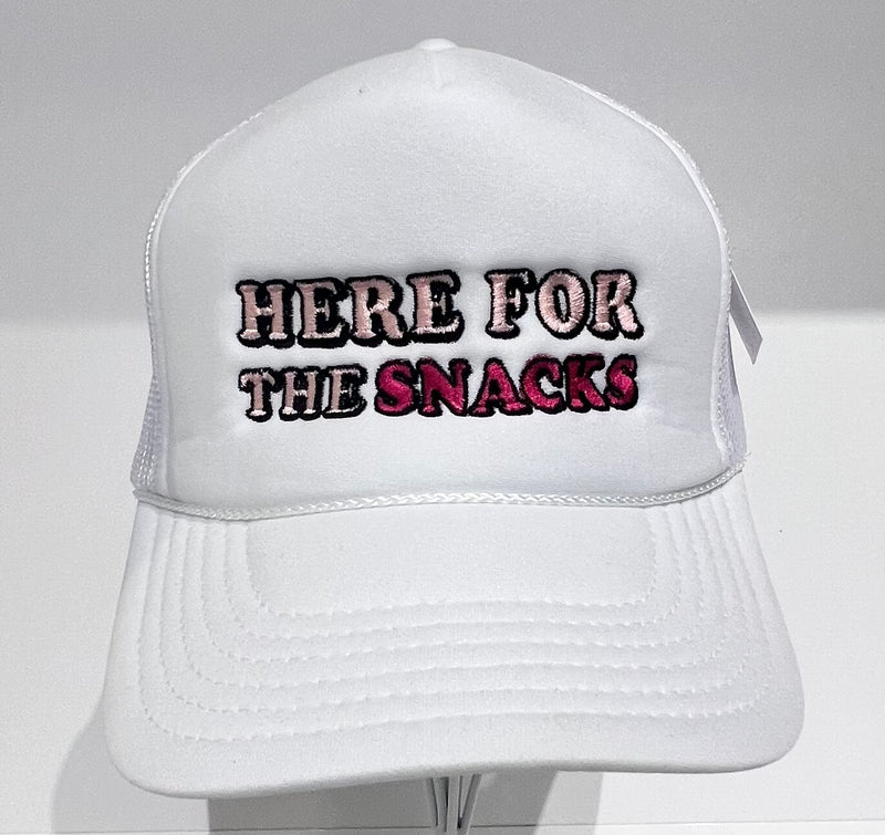 Here for the snacks Trucker Hat-Hats-Katydid-White-cmglovesyou