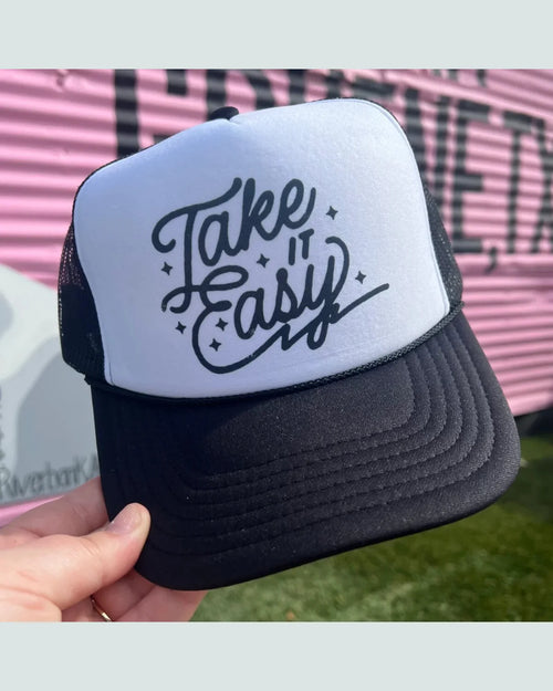 Take It Easy Trucker Cap-Hats-Turquoise and Tequila-cmglovesyou