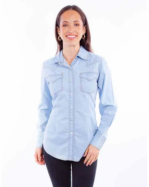 Western Button Down-Shirts & Tops-Scully-Light Blue-Small-cmglovesyou