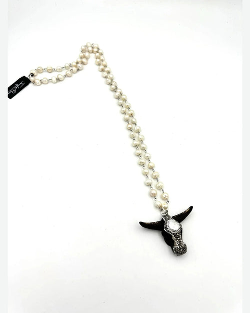 Pearl and Steer Necklace-Necklaces-Jennifer Ponson-cmglovesyou